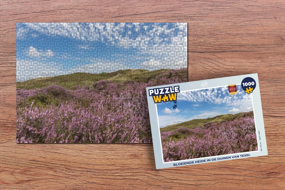 PuzzleWow Legpuzzel Bloeiende Heide Texel 1000 Stuks - Multicolor
