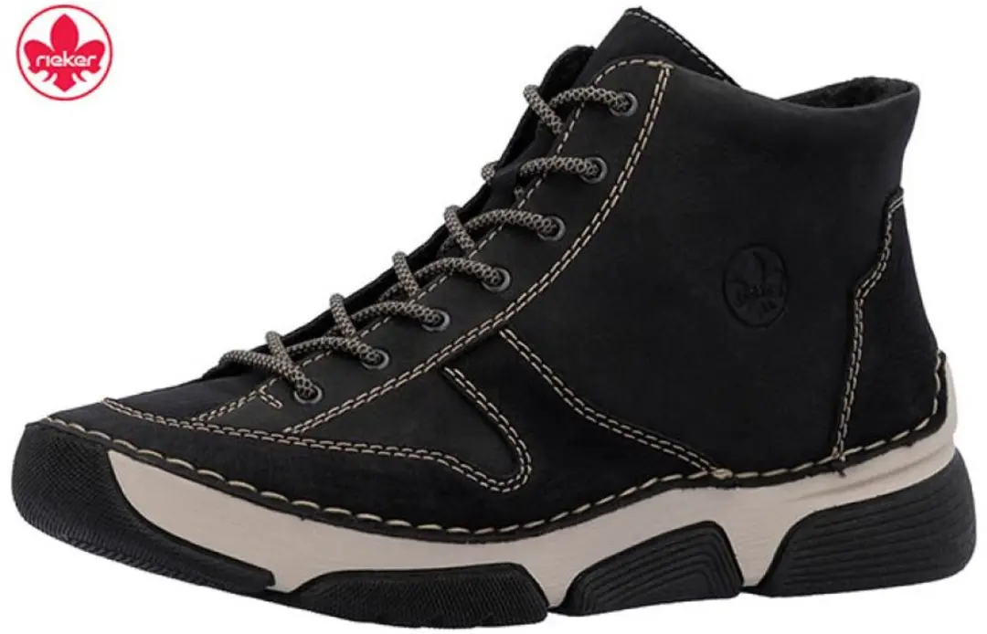 Rieker art 45906-00 zwarte dames veterboot met rits