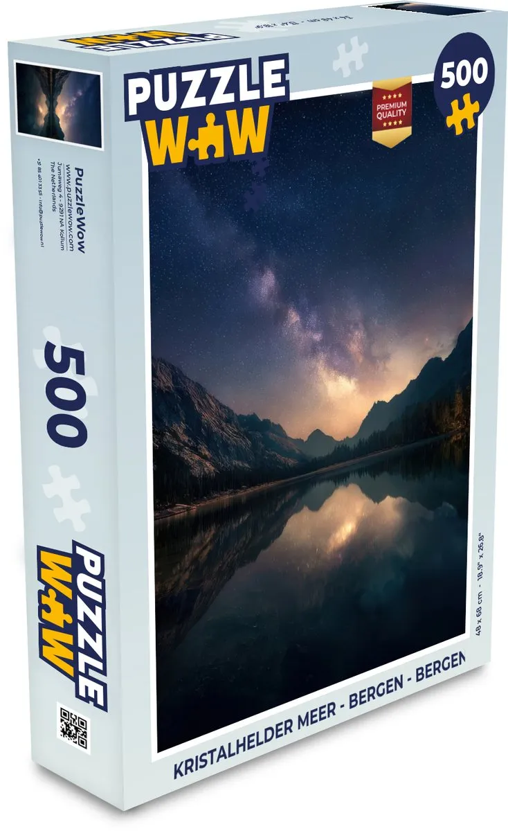 PuzzleWow Kristalhelder Meer Bergen Legpuzzel 500 Stuks - Sterren/Bergen