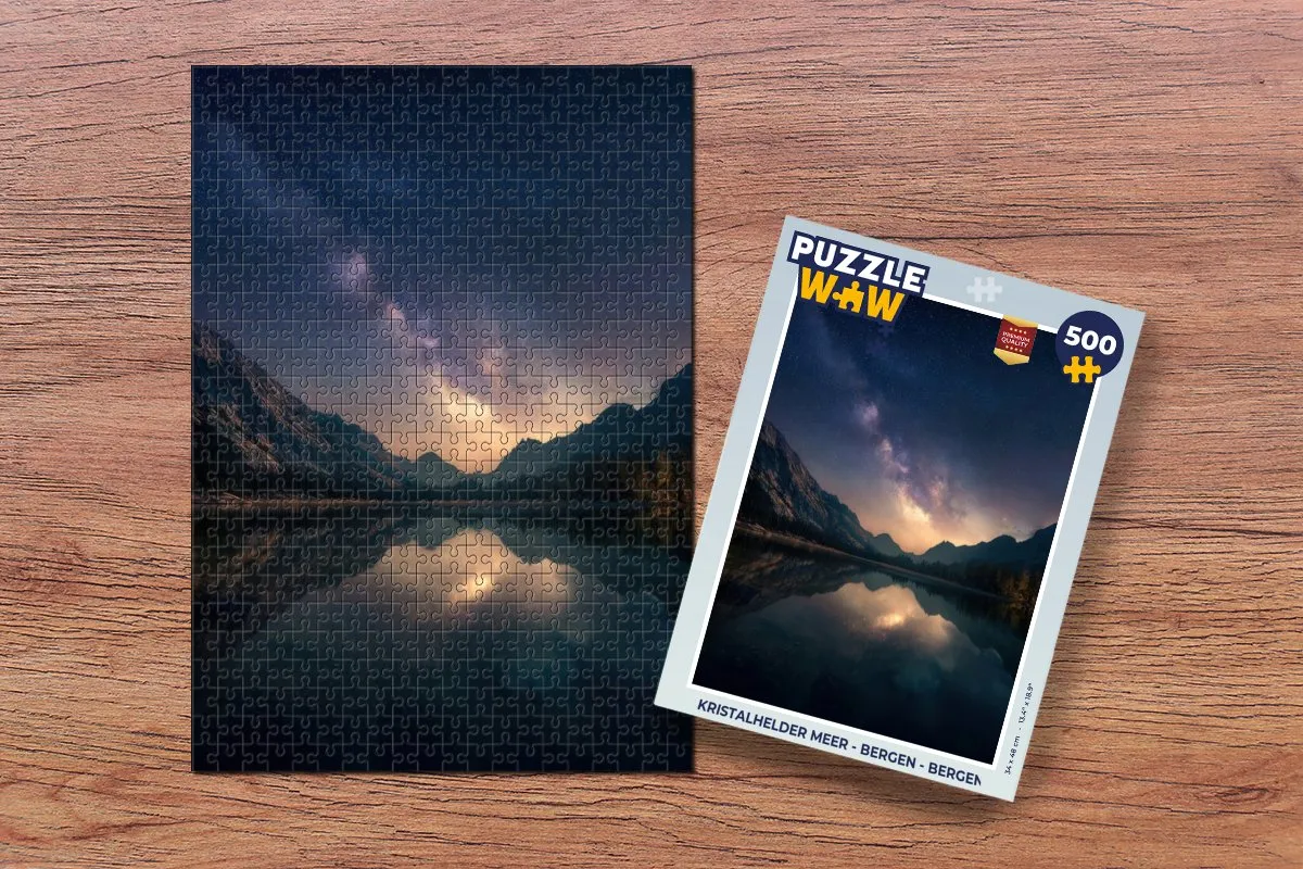 PuzzleWow Kristalhelder Meer Bergen Legpuzzel 500 Stuks - Sterren/Bergen
