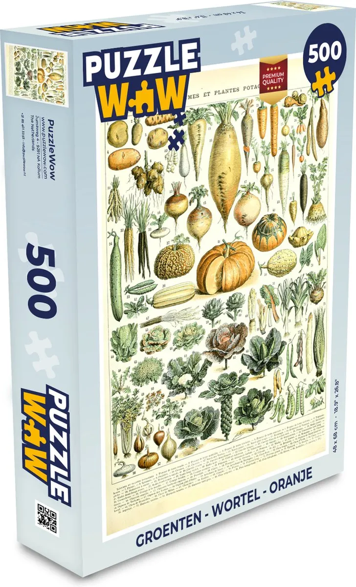 PuzzleWow Vintage Groenten Legpuzzel Adolphe Millot - 500 Stuks - Multicolor