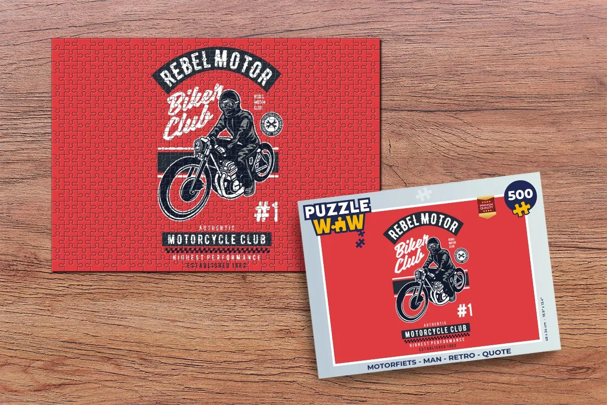 PuzzleWow Motorfiets Retro Legpuzzel 500 Stuks - Multicolor