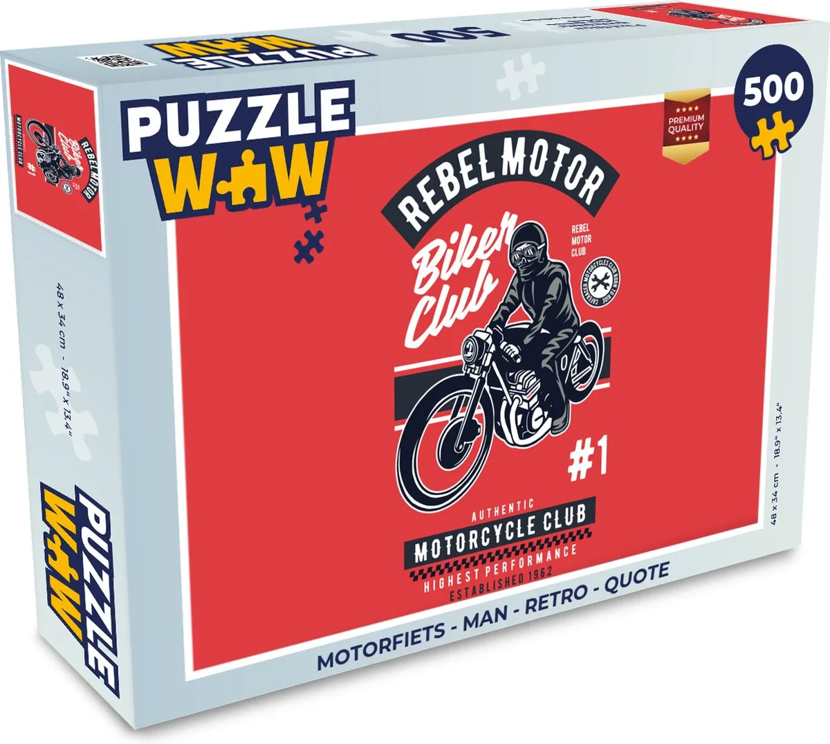 PuzzleWow Motorfiets Retro Legpuzzel 500 Stuks - Multicolor