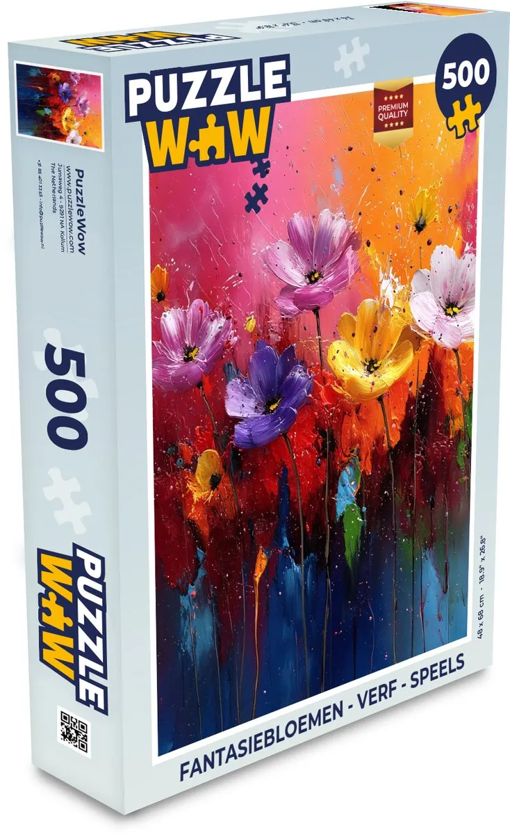 PuzzleWow Fantasiebloemen Legpuzzel 500 Stuks - Kleurrijk