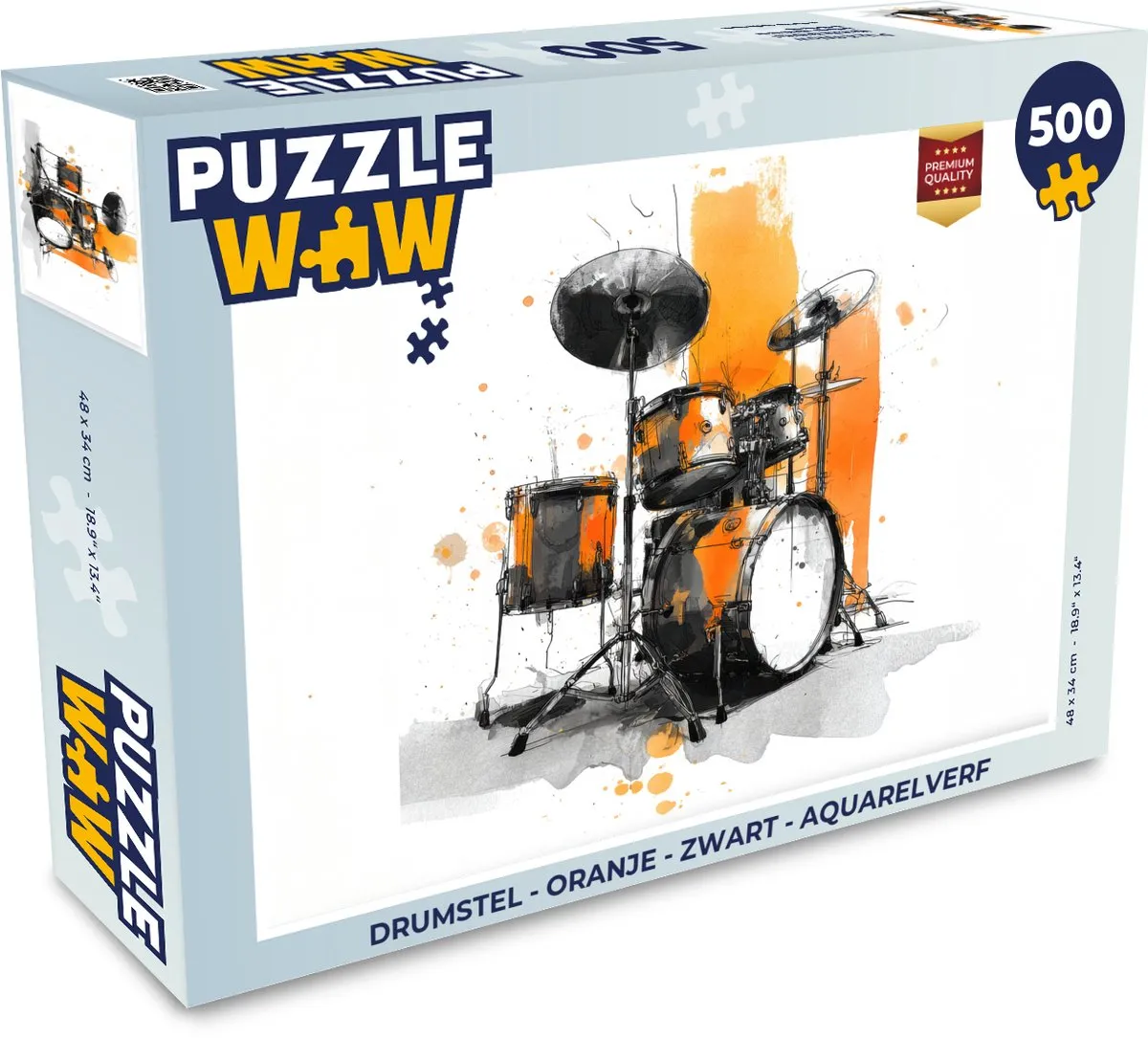 PuzzleWow Drumstel Aquarelverf Legpuzzel 500 Stuks - Oranje/Zwart