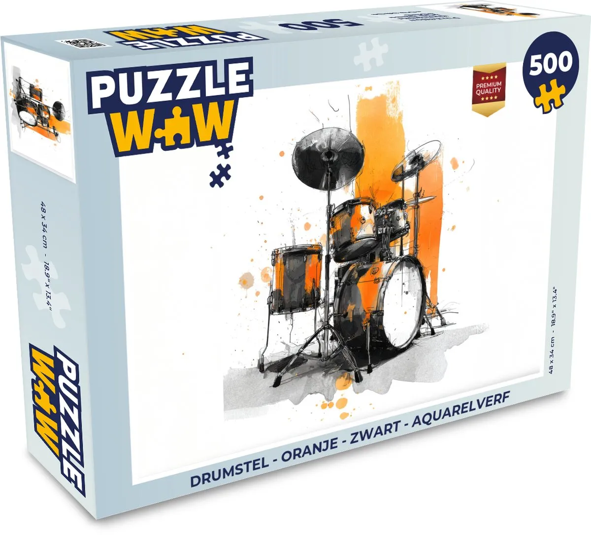 PuzzleWow Drumstel Aquarelverf Legpuzzel 500 Stuks - Oranje/Zwart