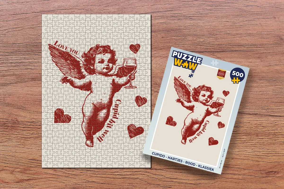 PuzzleWow Cupido Hartjes Legpuzzel 500 Stuks - Rood
