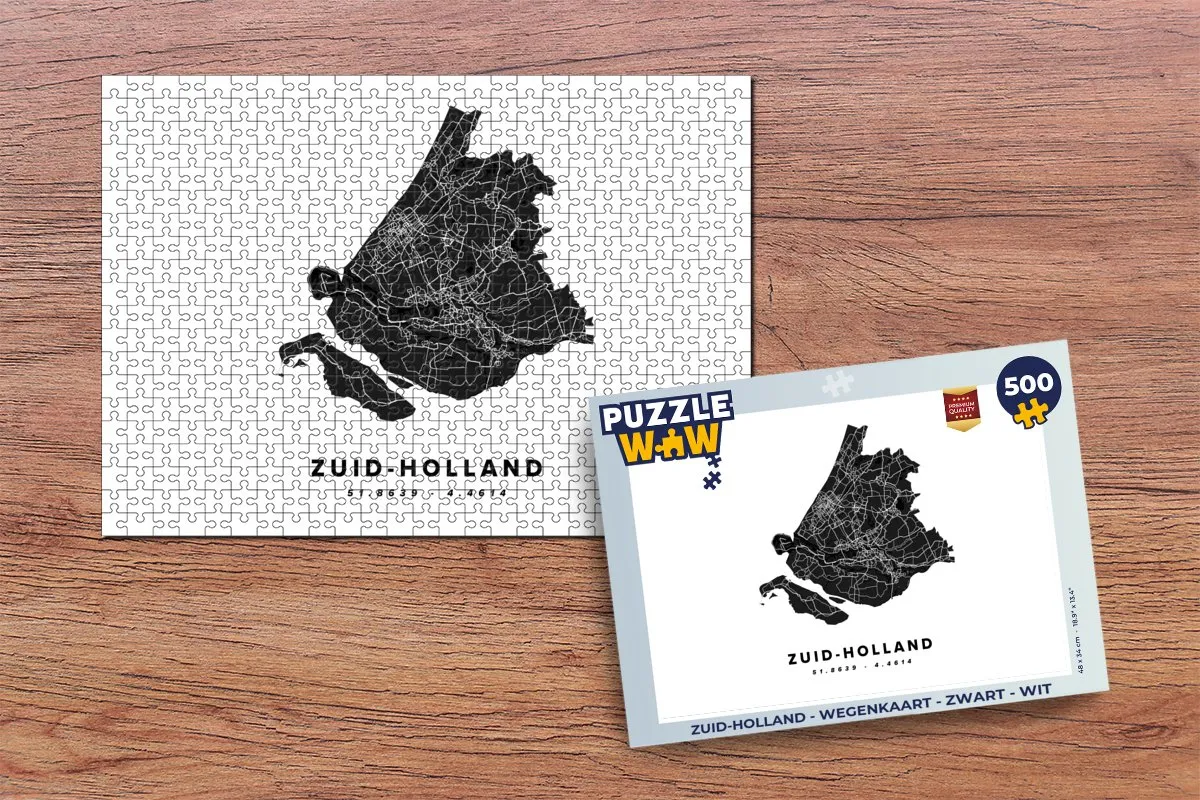 PuzzleWow Zuid-Holland Wegenkaart Legpuzzel 500 Stuks - Multicolor