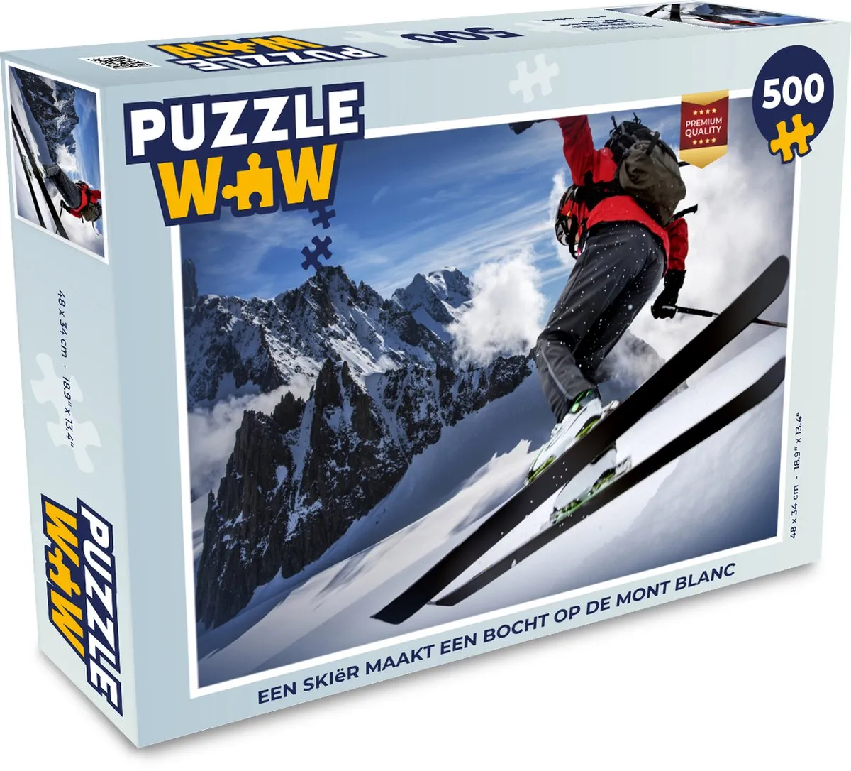 PuzzleWow Mont Blanc Skiër Legpuzzel 500 Stuks - Multicolor