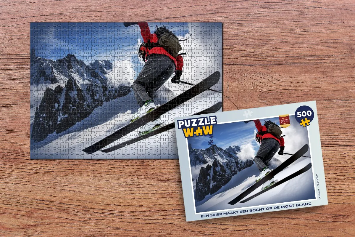 PuzzleWow Mont Blanc Skiër Legpuzzel 500 Stuks - Multicolor