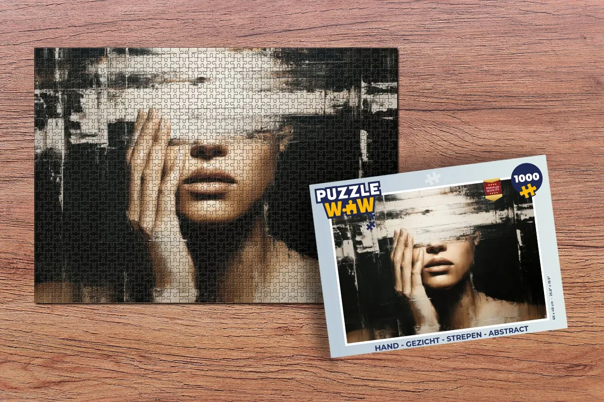 PuzzleWow Legpuzzel 1000 Stuks - Hand Gezicht Strepen