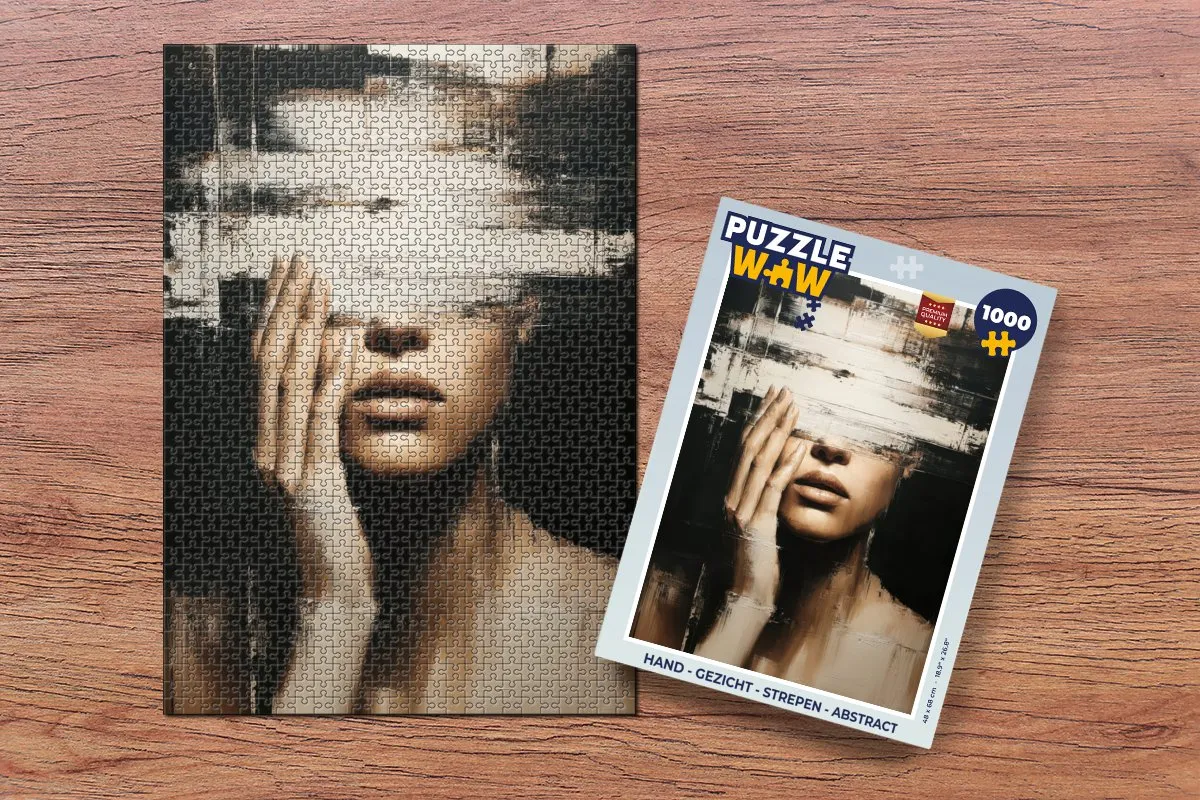 PuzzleWow Legpuzzel 1000 Stuks - Hand Gezicht Strepen