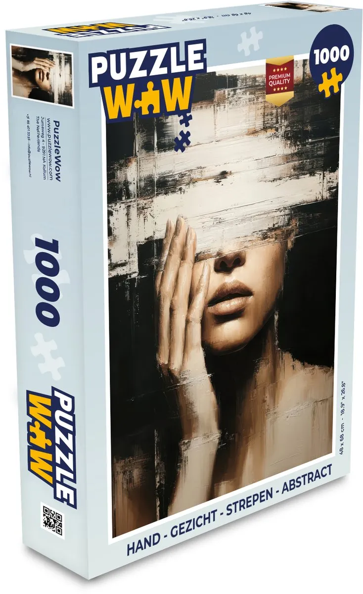 PuzzleWow Legpuzzel 1000 Stuks - Hand Gezicht Strepen