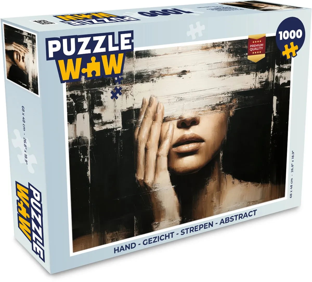 PuzzleWow Legpuzzel 1000 Stuks - Hand Gezicht Strepen