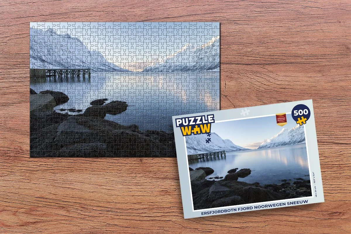 PuzzleWow Ersfjordbotn Fjord Noorwegen Legpuzzel 500 Stuks - Multicolor