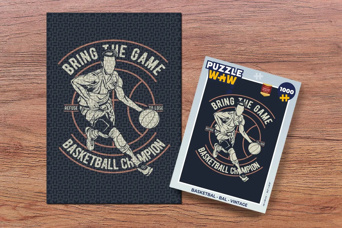 PuzzleWow Basketbal Vintage Legpuzzel 1000 Stuks - Multicolor
