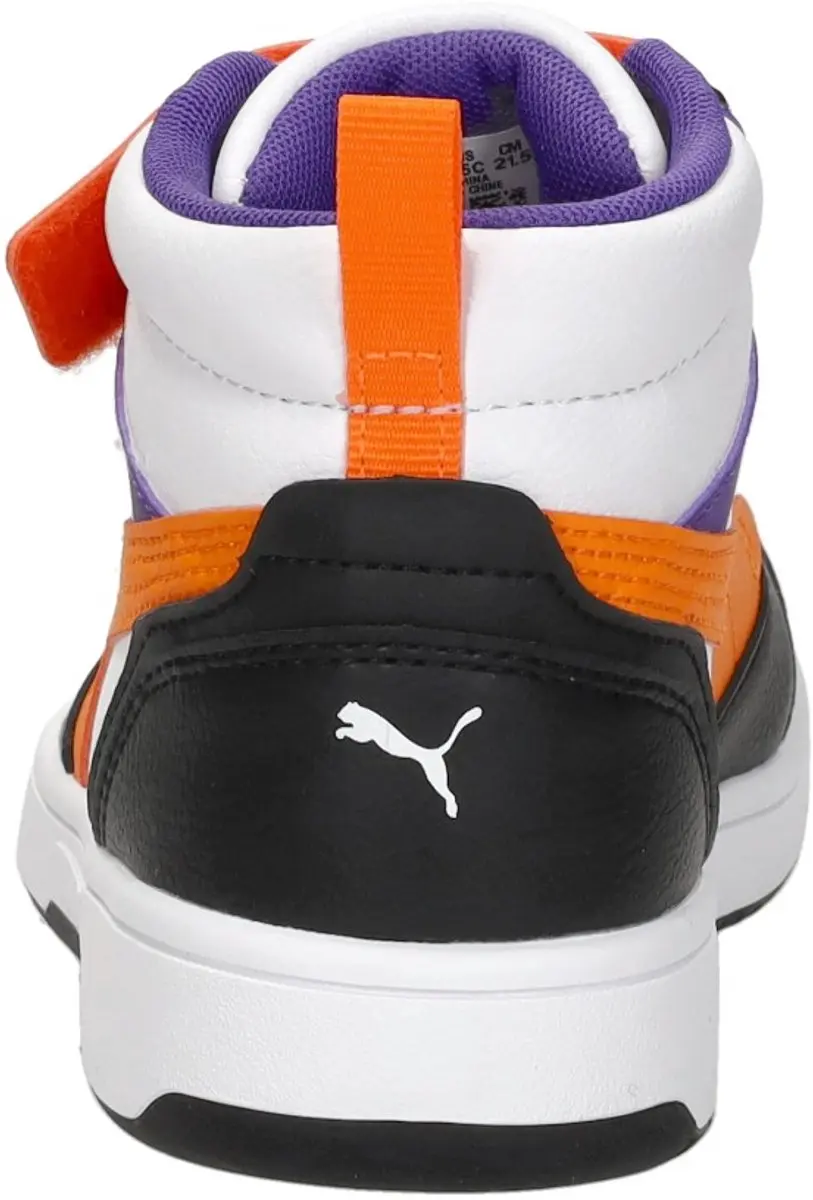 PUMA Puma Rebound V6 Mid AC+ PS Unisex Sneakers - PUMA White-Orange Glo-PUMA Black - afbeelding 6 van 6