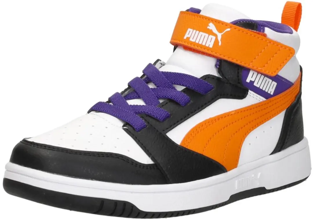 PUMA Puma Rebound V6 Mid AC+ PS Unisex Sneakers - PUMA White-Orange Glo-PUMA Black - afbeelding 4 van 6