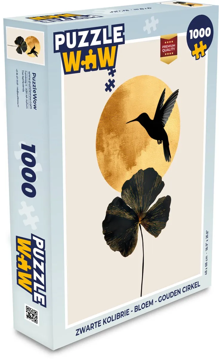 PuzzleWow Legpuzzel Kolibrie Bloem 1000 Stuks - 8721406836131