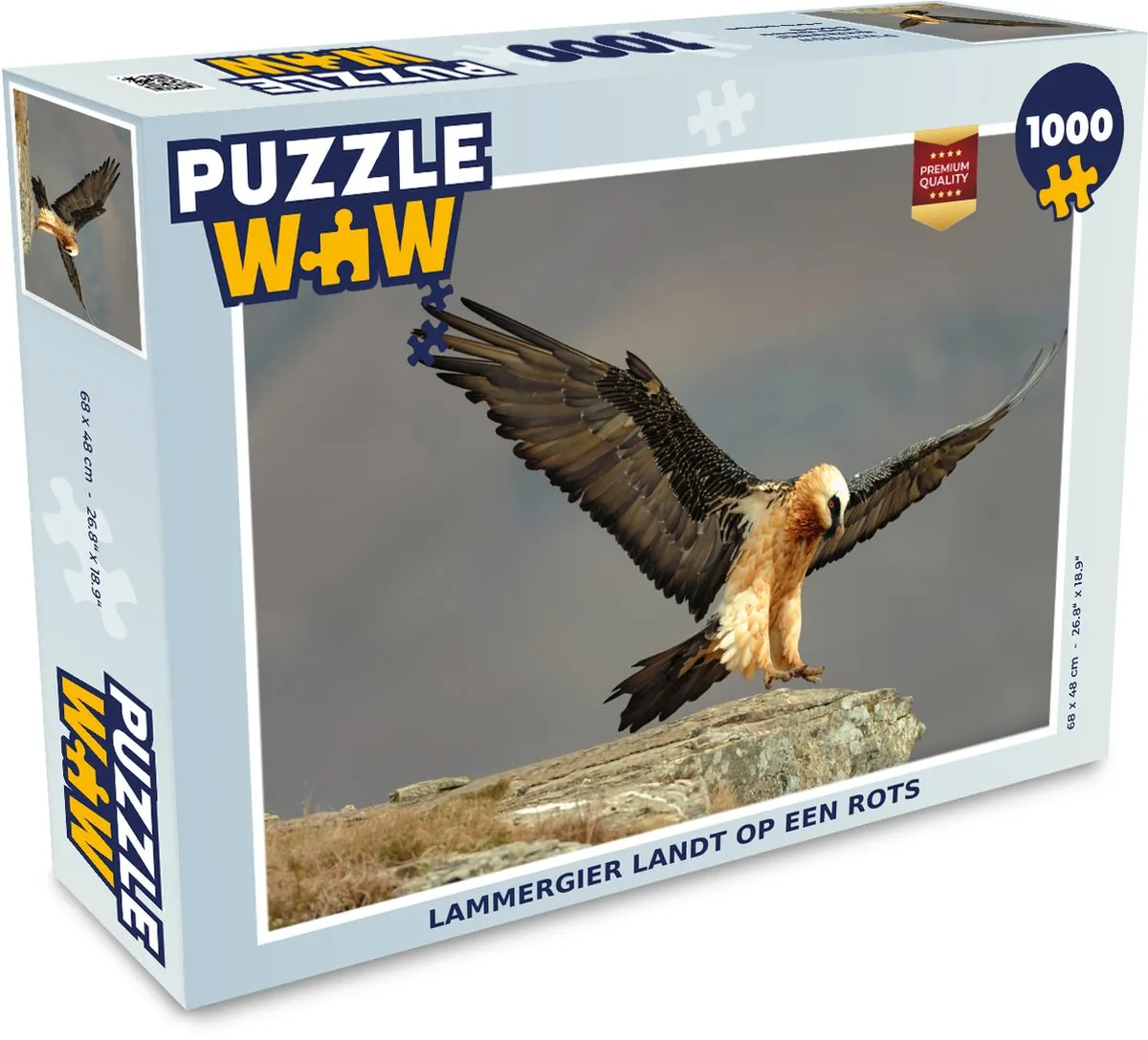 PuzzleWow Lammergier op Rots Legpuzzel 1000 Stuks - Multicolor
