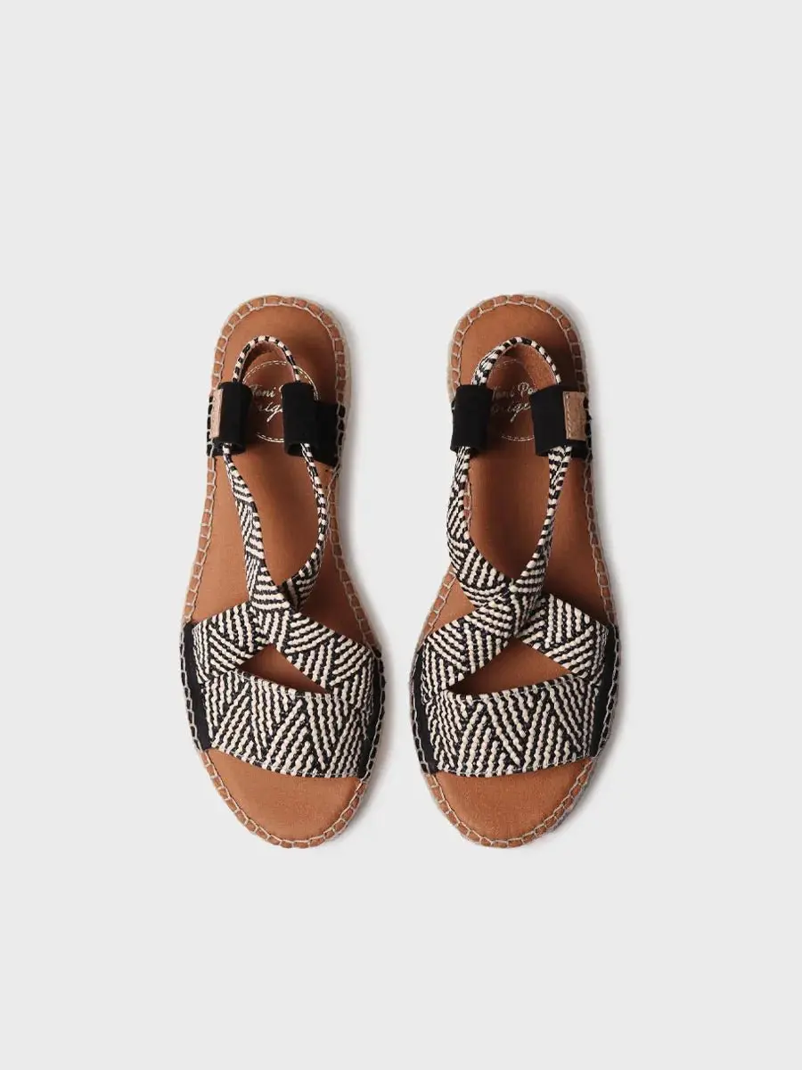 Open espadrille voor dames met veelkleurig elastiek