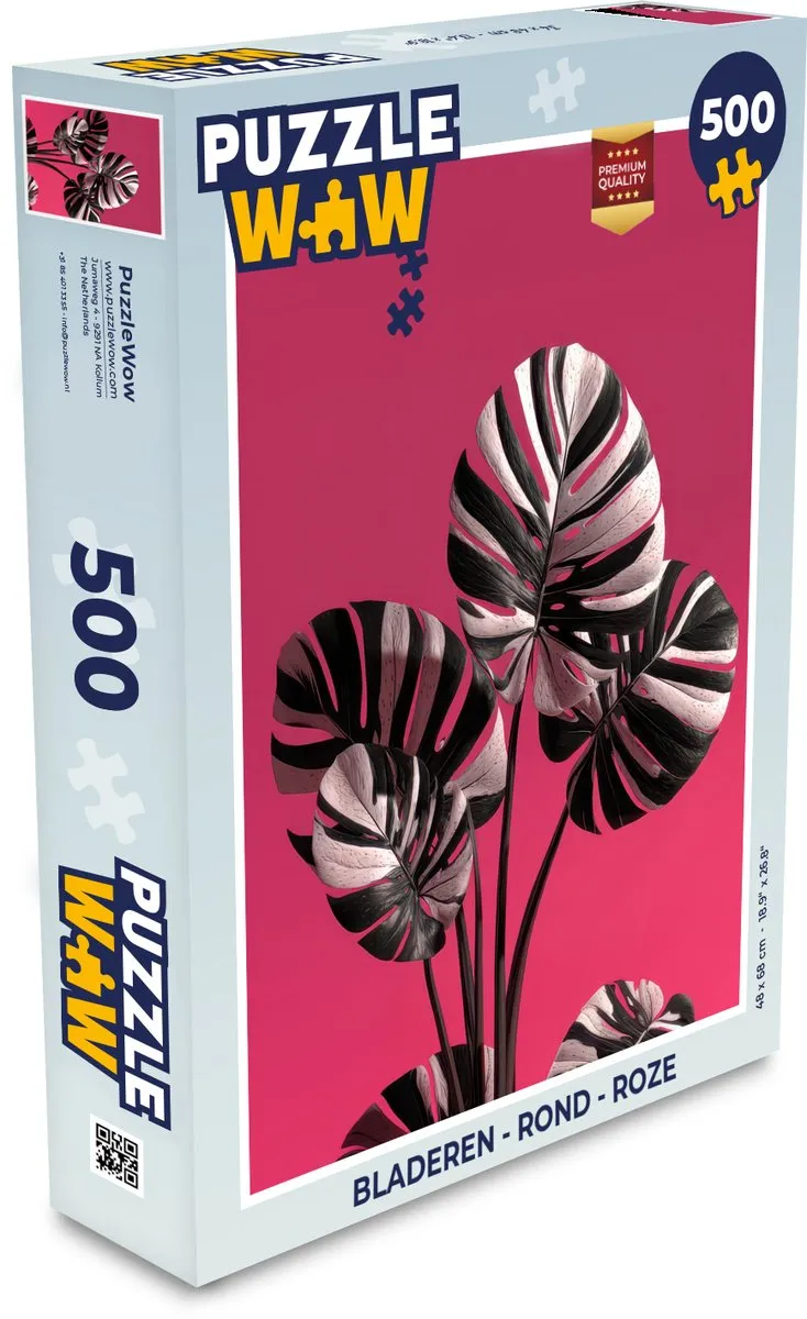 PuzzleWow Bladeren Rond Legpuzzel 500 Stuks - Roze