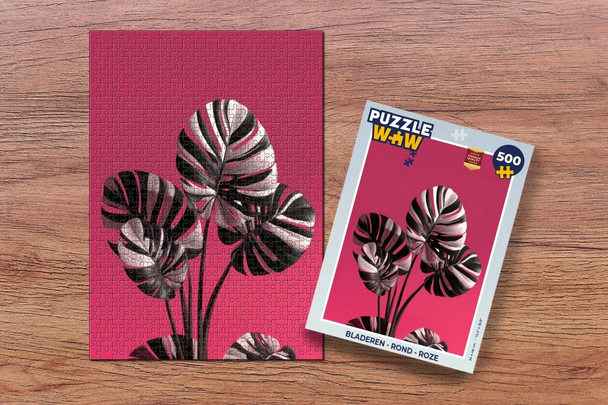 PuzzleWow Bladeren Rond Legpuzzel 500 Stuks - Roze