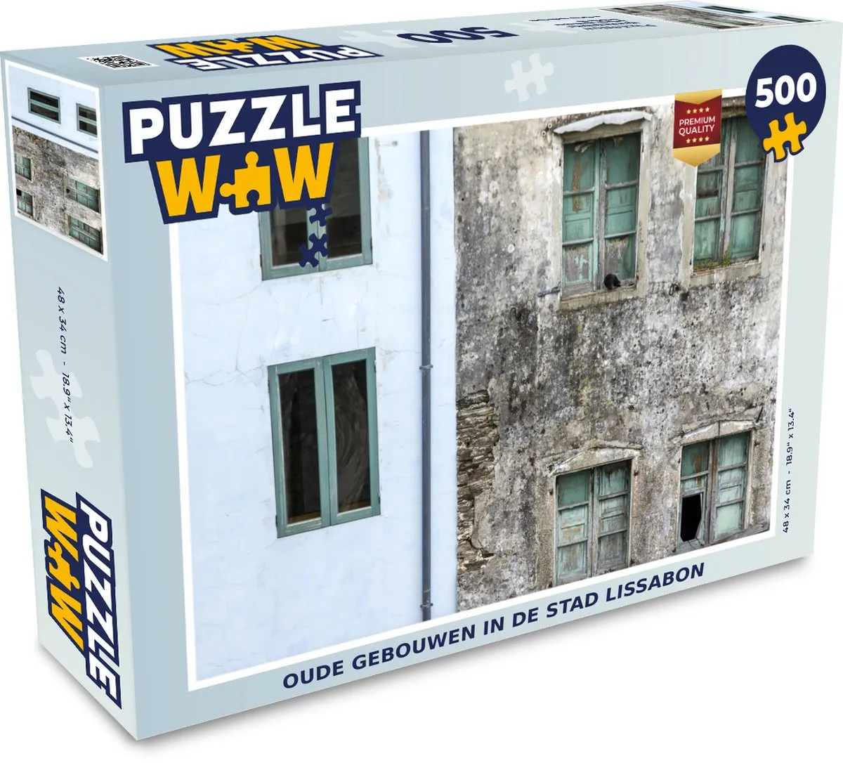 PuzzleWow Lissabon Oude Gebouwen Legpuzzel 500 Stuks - Multicolor