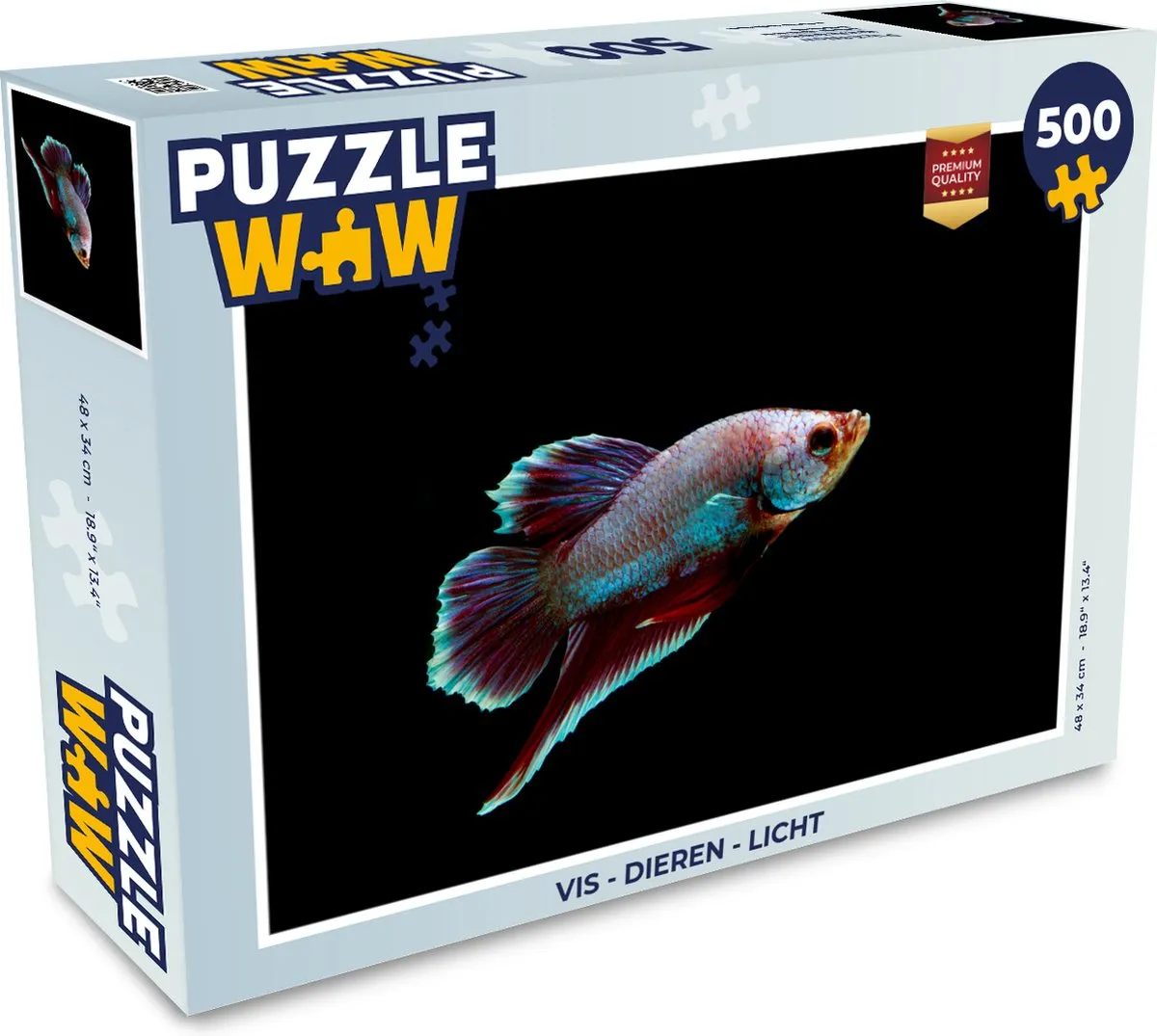 PuzzleWow Vis Dieren Licht Legpuzzel 500 Stuks - Multicolor