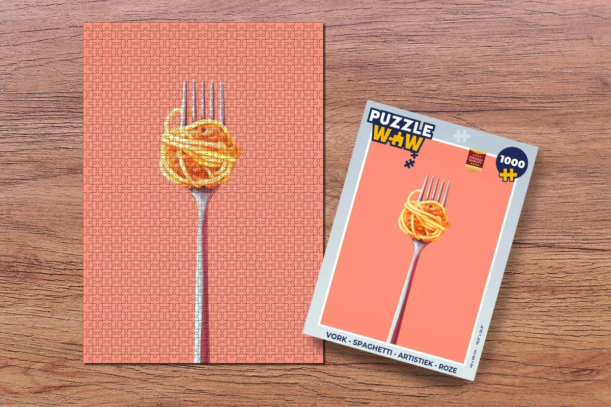 PuzzleWow Vork Spaghetti Legpuzzel 1000 Stuks - Roze