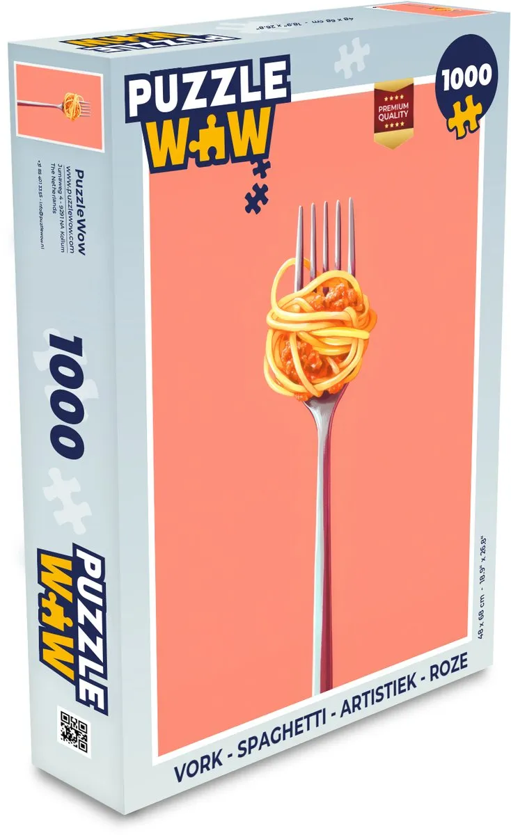 PuzzleWow Vork Spaghetti Legpuzzel 1000 Stuks - Roze