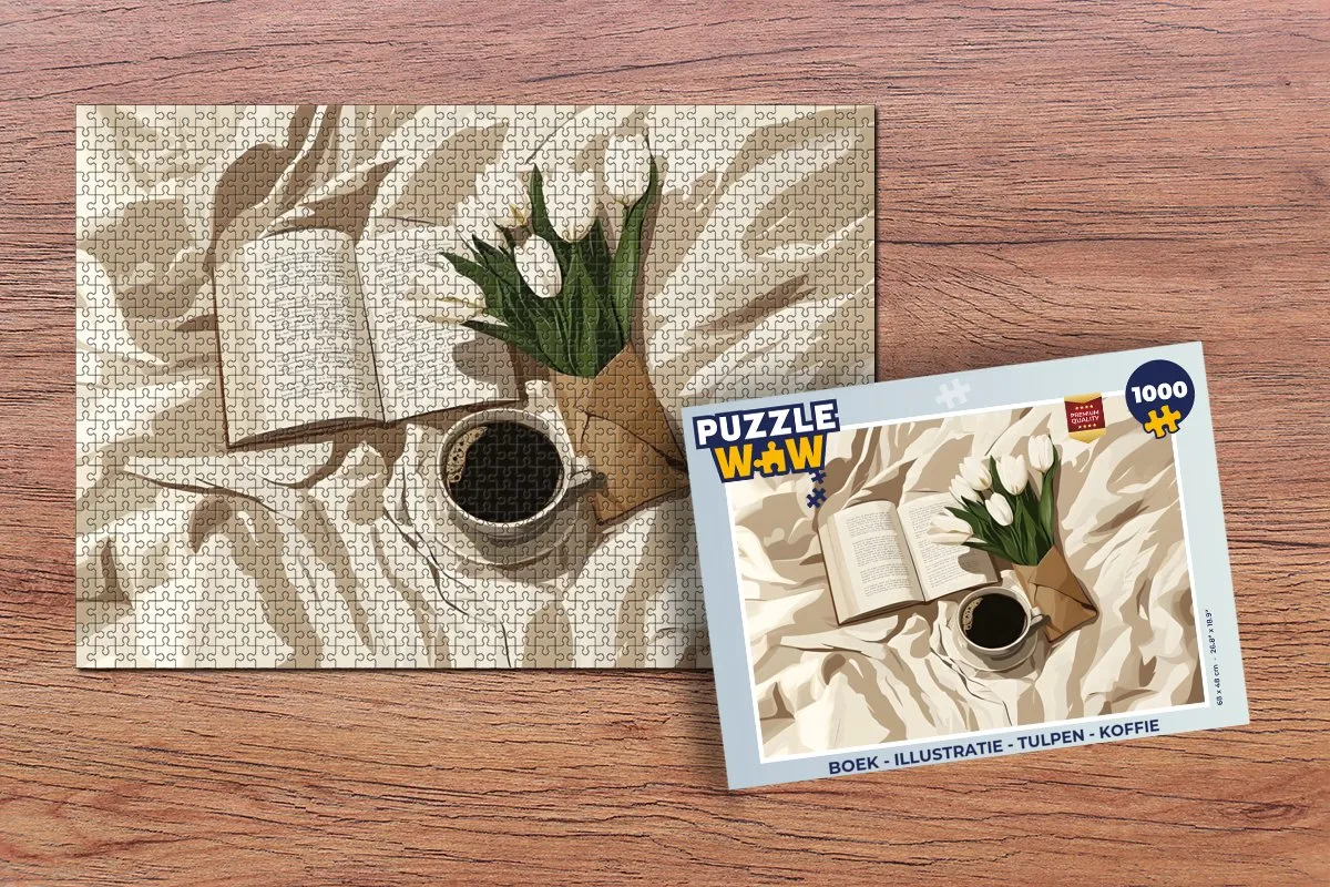 PuzzleWow Legpuzzel 1000 Stuks - Tulpen & Koffie