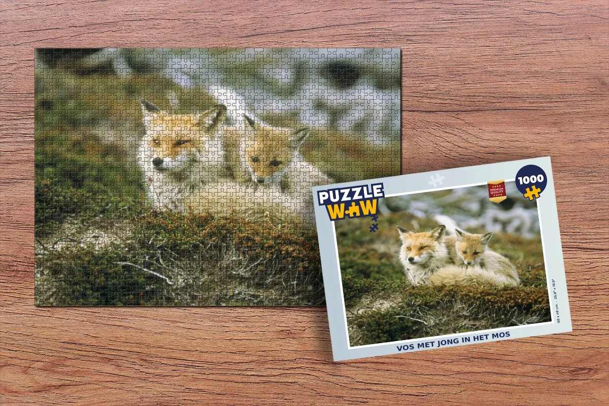 PuzzleWow Vossen - Mos - Jong Legpuzzel 1000 Stuks - Multicolor