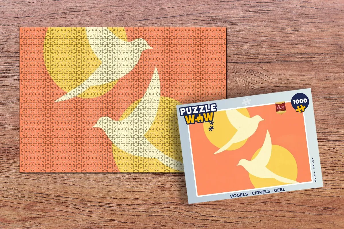 PuzzleWow Vogels - Cirkels Legpuzzel 1000 Stuks - Geel