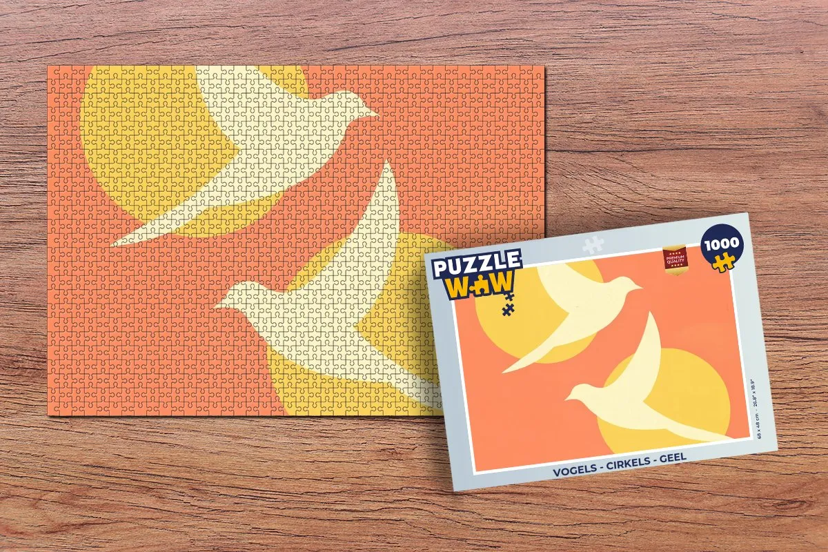 PuzzleWow Vogels - Cirkels Legpuzzel 1000 Stuks - Geel