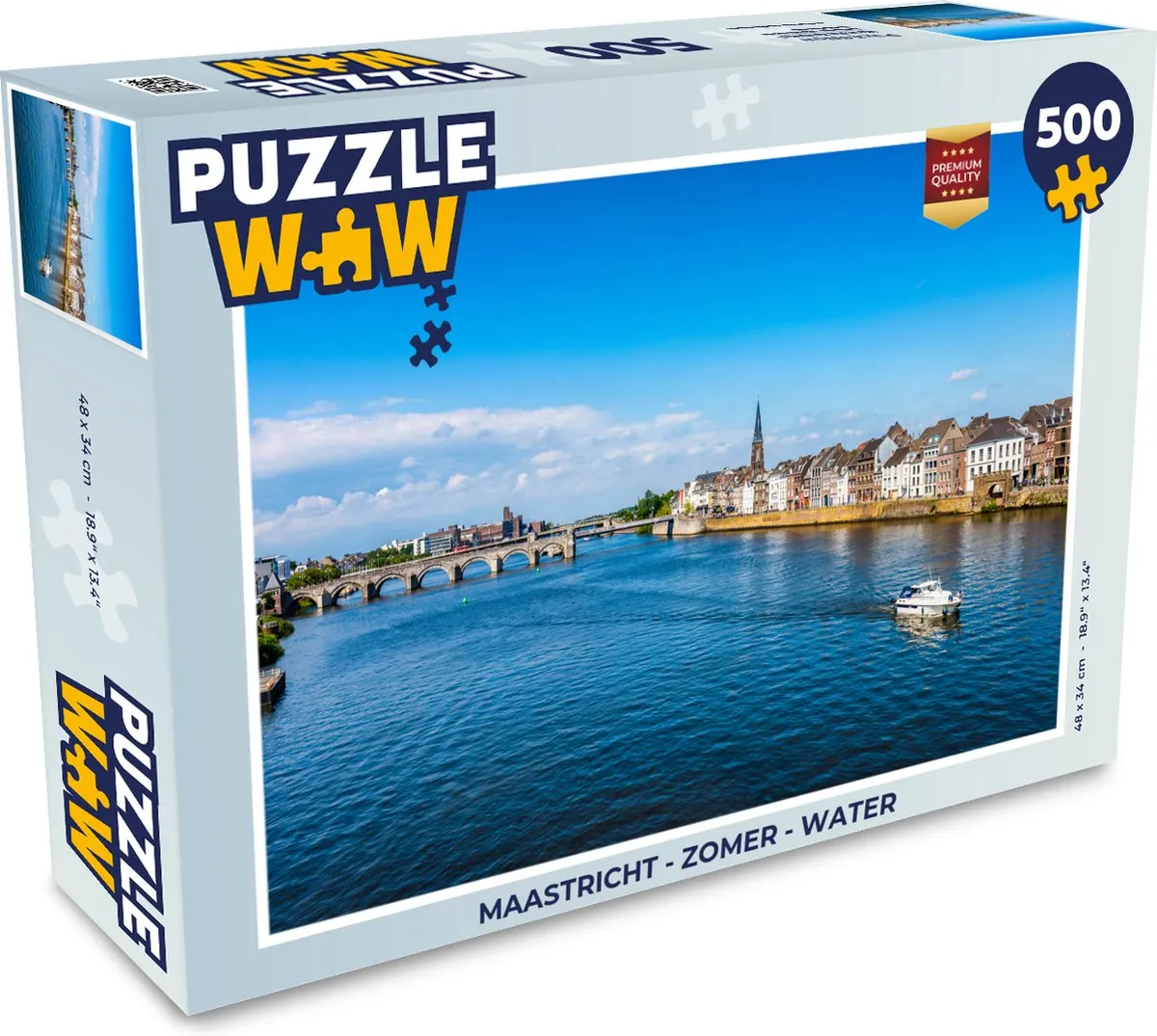 PuzzleWow Maastricht Zomer Water Legpuzzel 500 Stuks - Multicolor