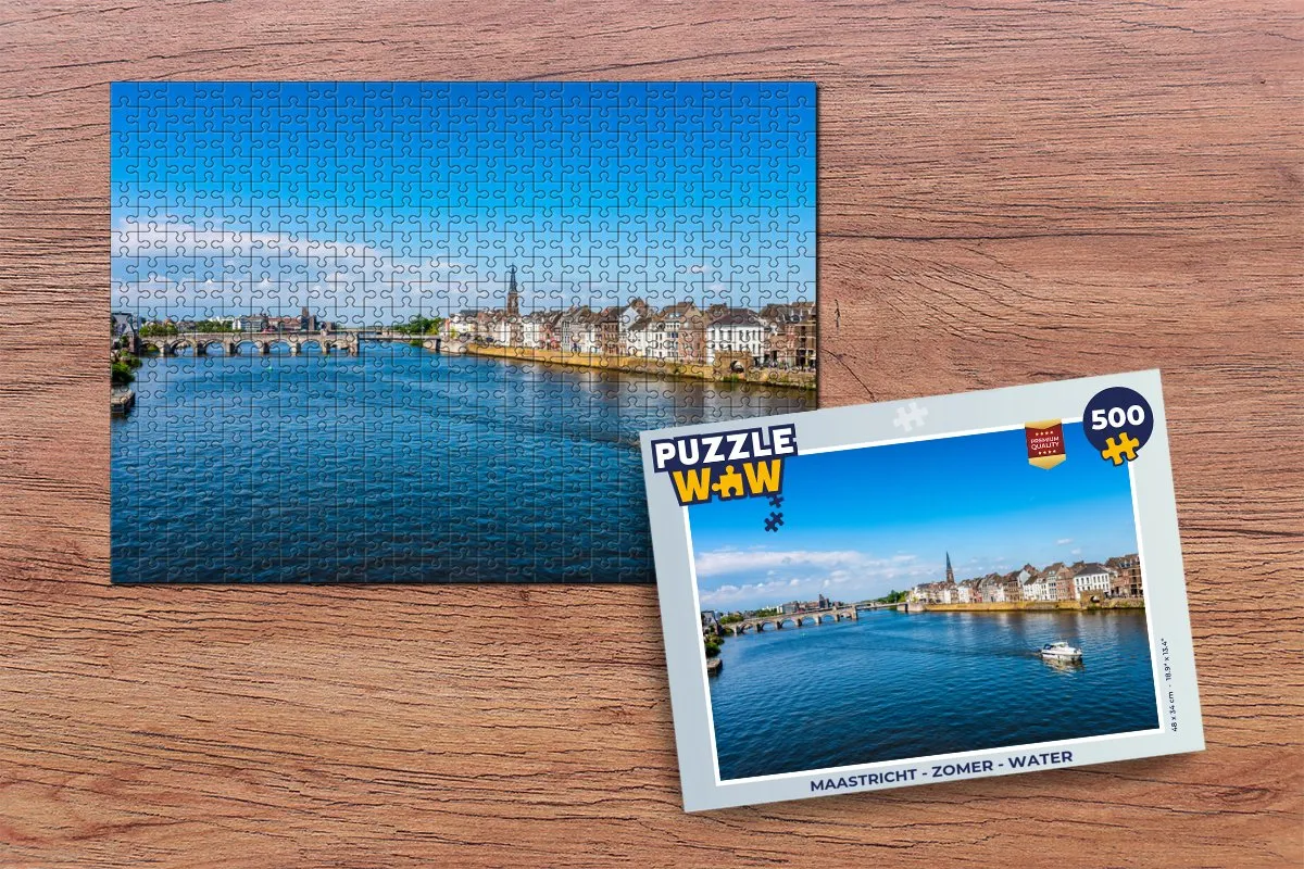 PuzzleWow Maastricht Zomer Water Legpuzzel 500 Stuks - Multicolor
