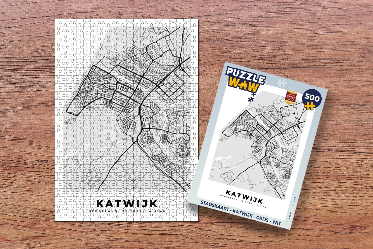 PuzzleWow Stadskaart Katwijk Legpuzzel 500 Stuks - Multicolor
