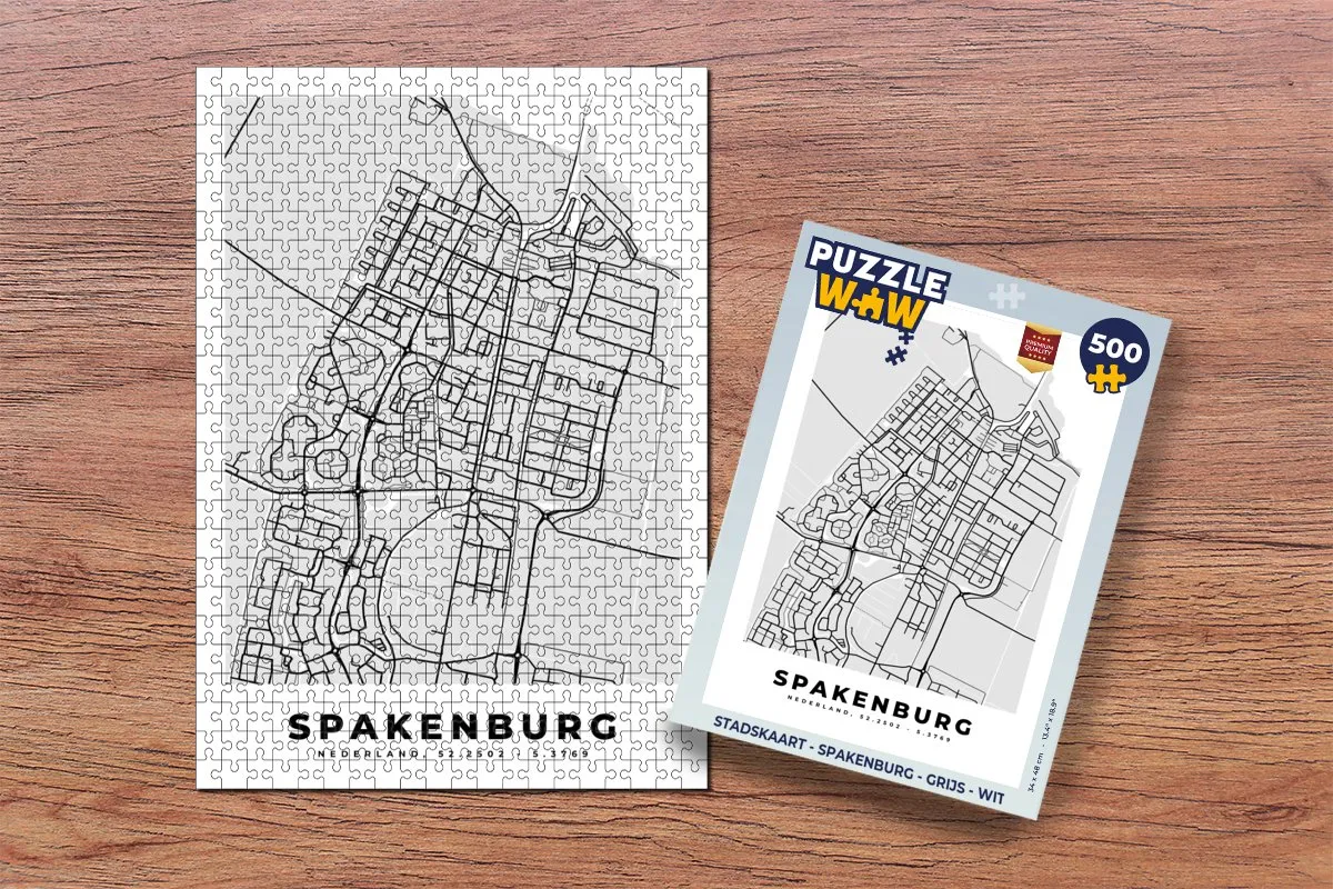PuzzleWow Spakenburg Stadskaart Legpuzzel 500 Stuks - Multicolor