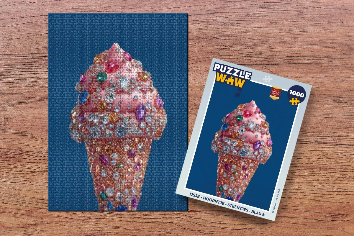 PuzzleWow IJsje Hoorntje Steentjes Legpuzzel 1000 Stuks - Blauw