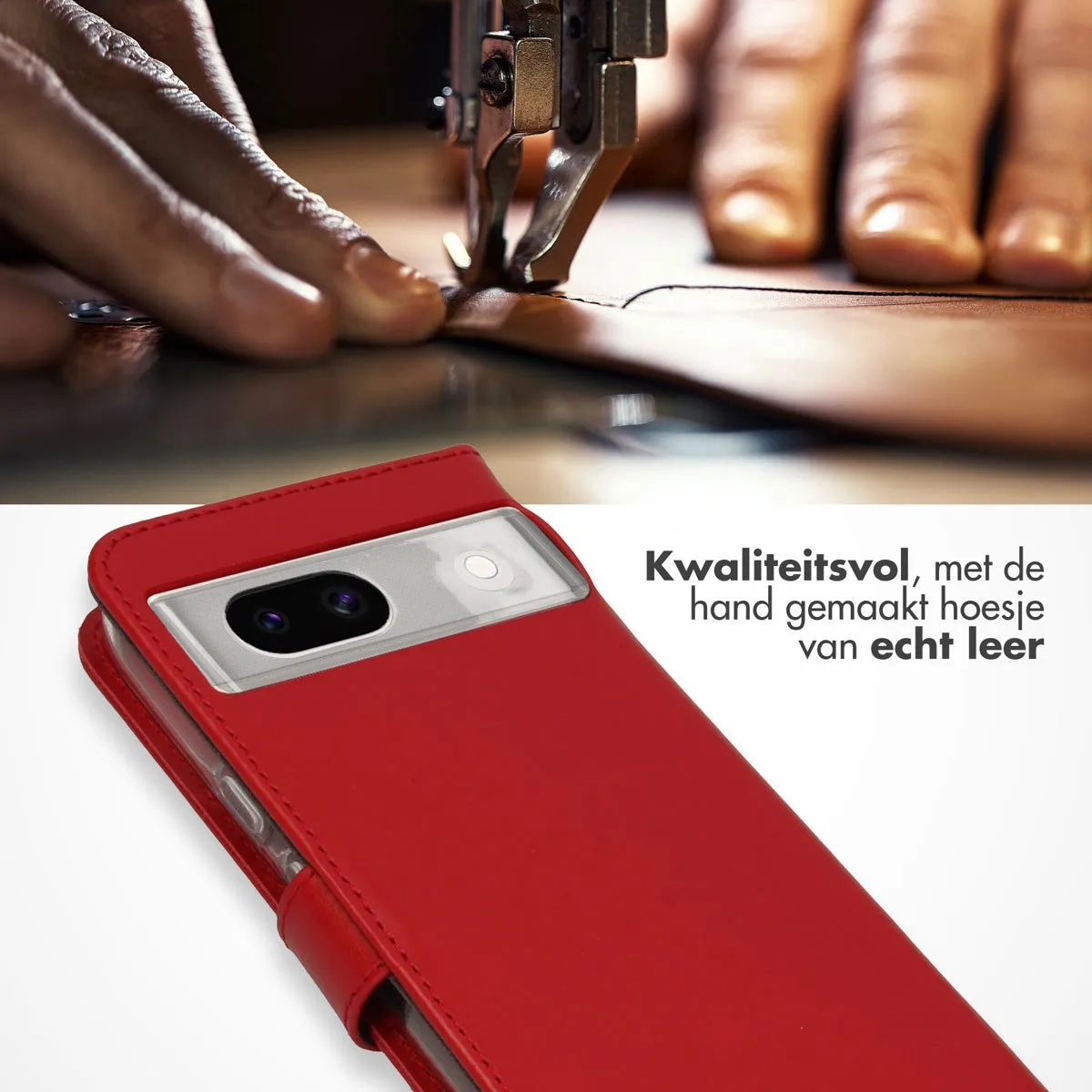 Selencia Hoesje Google Pixel 8a - Rood Lederen Bookcase