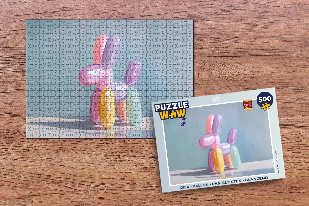 PuzzleWow Legpuzzel Dier Ballon 500 Stuks - Pasteltinten