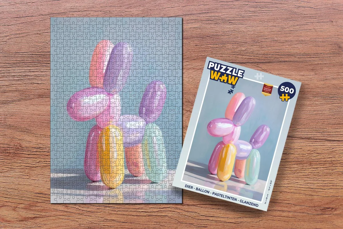 PuzzleWow Legpuzzel Dier Ballon 500 Stuks - Pasteltinten