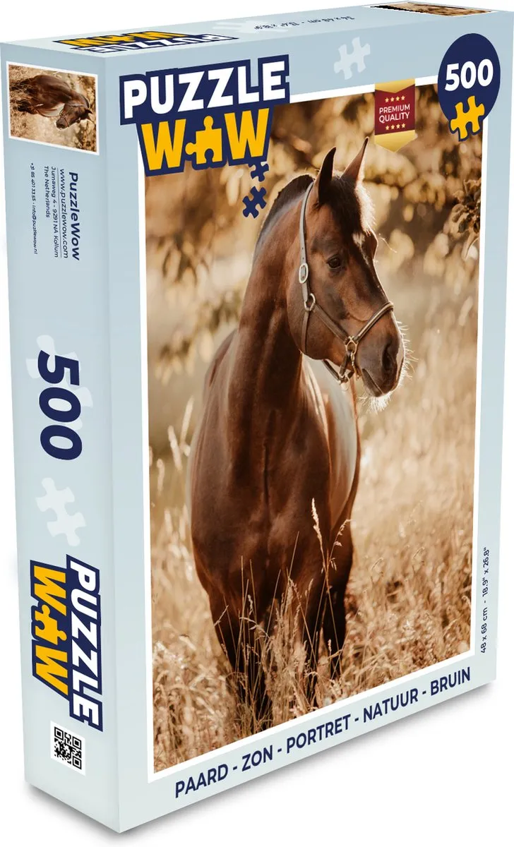 PuzzleWow Paard Portret Natuur Legpuzzel 500 Stuks - Multicolor