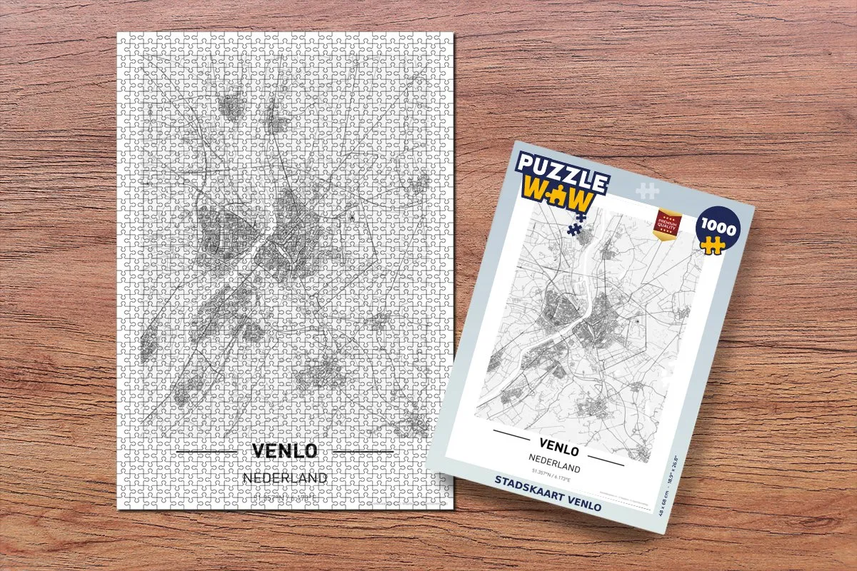 PuzzleWow Stadskaart Venlo Legpuzzel 1000 Stuks - Multicolor