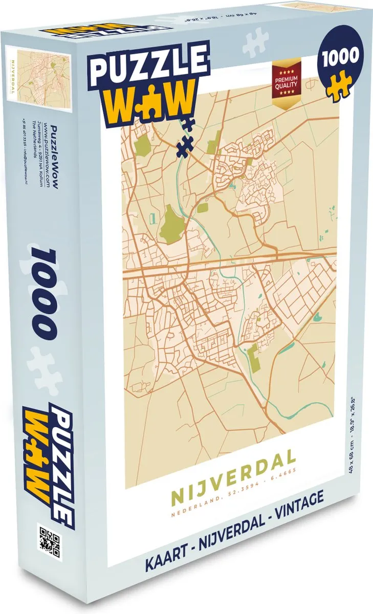 PuzzleWow Nijverdal Vintage Legpuzzel 1000 Stuks - Multicolor
