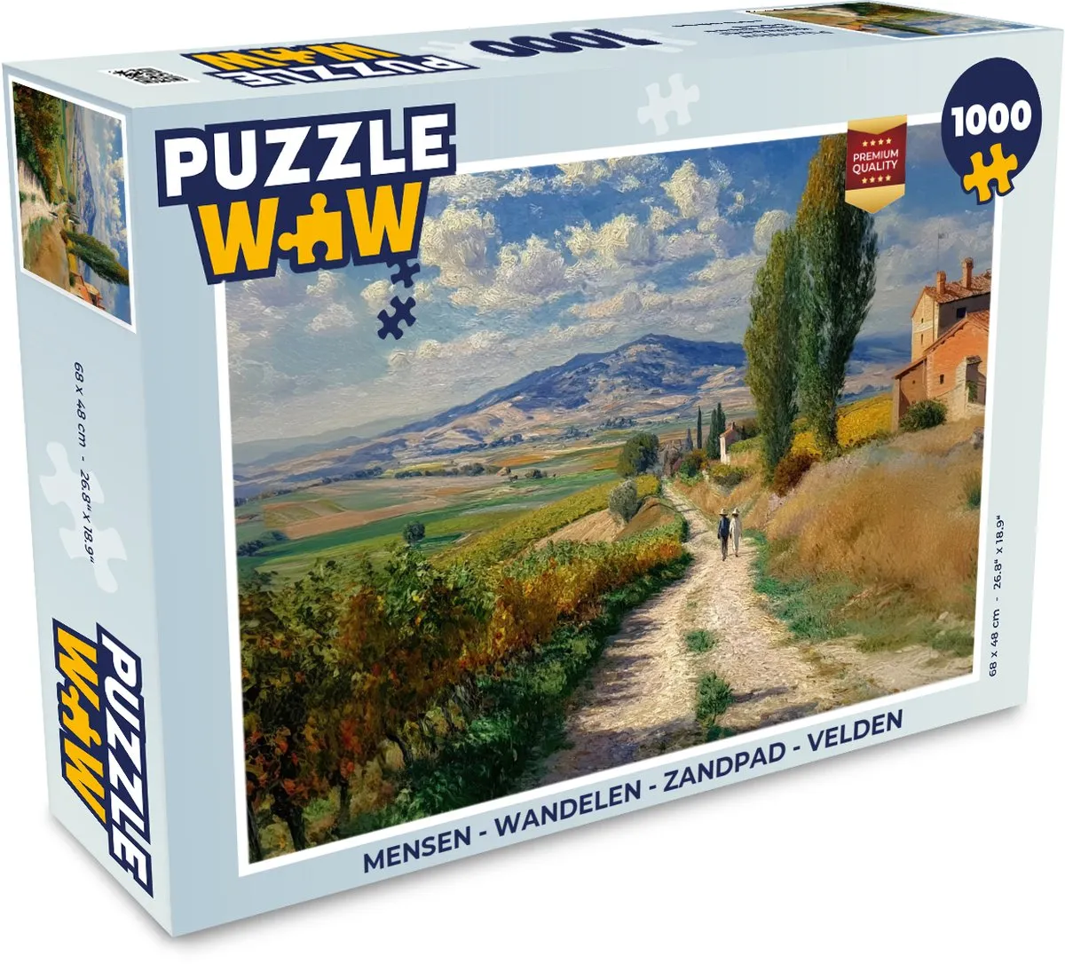 PuzzleWow Wandelen Zandpad Velden Bergen Legpuzzel 1000 Stuks