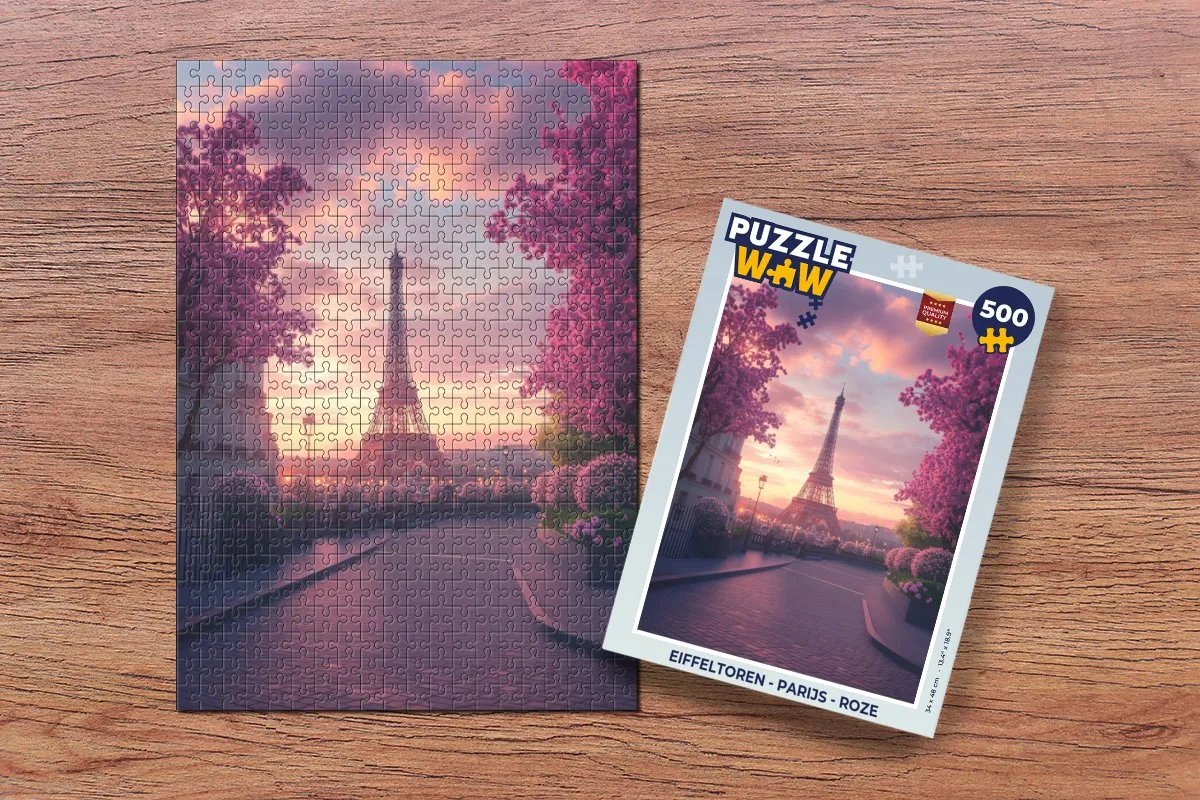 PuzzleWow Parijs Roze Legpuzzel 500 Stuks - Eiffeltoren
