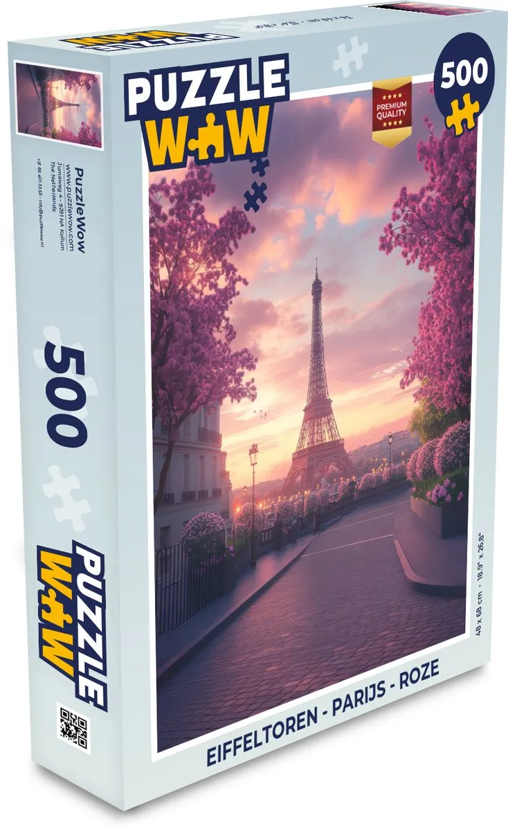 PuzzleWow Parijs Roze Legpuzzel 500 Stuks