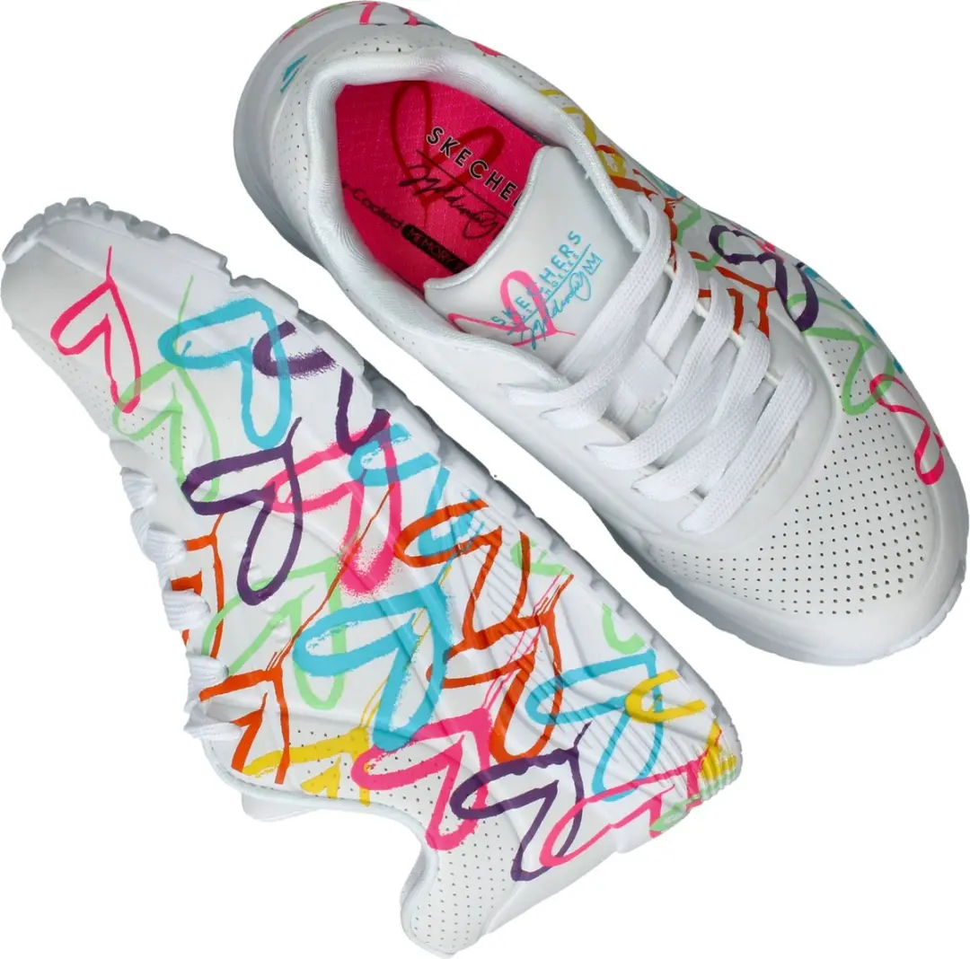 Skechers Uno Lite Spread The Love Meisjes Sneakers - 32 - Wit/Multicolor - afbeelding 6 van 6